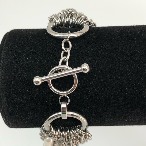 Multi chain Stainless Steel and real pearl bracelet. - Picture 2 of 4